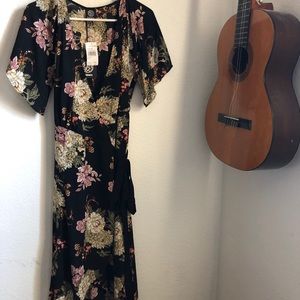 Never worn floral wrap dress